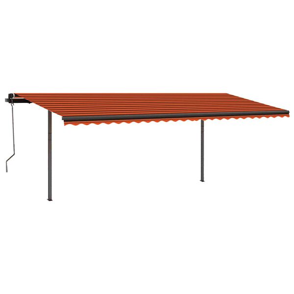 vidaXL Retractable Awning Orange and Brown Aluminum, Iron, Polyester