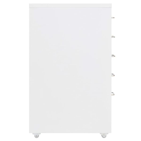 vidaXL Mobile File Cabinet White Metal Medium Rollable