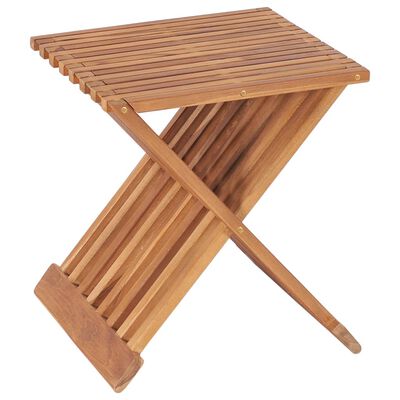 vidaXL Folding Stool 15.7"x12.6"x17.7" Solid Teak Wood