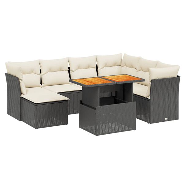 vidaXL Garden Sofa Set Black, Cream White