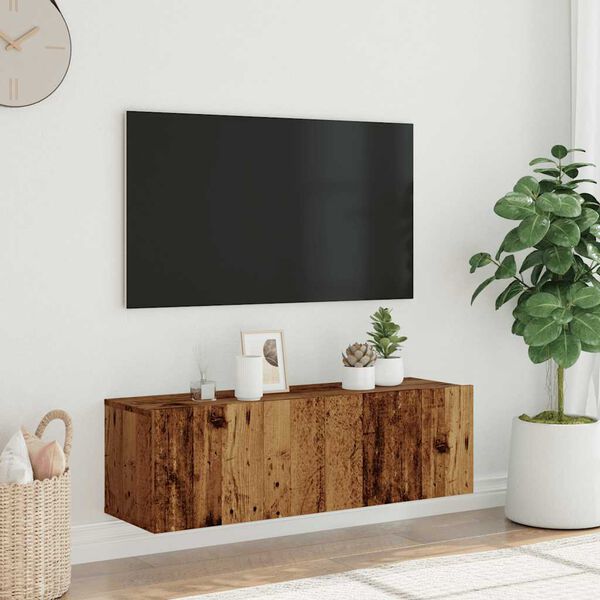 vidaXL Wall Mounted TV Cabinet Old Wood 39.4x11.8x11.8" Engineered Wood