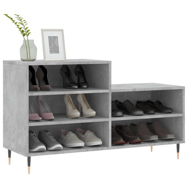 vidaXL Shoe Cabinet Concrete Grey Engineered wood, metal Medium