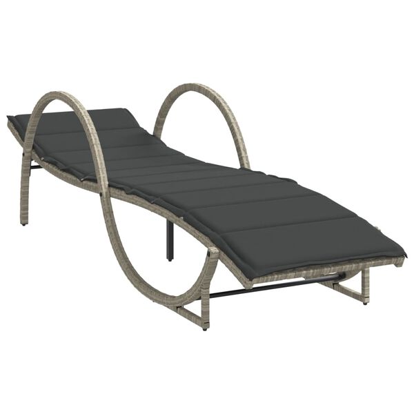 vidaXL Sun Lounger Light Gray PE Rattan, Powder-Coated Steel Standard