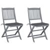 vidaXL Outdoor Chair Set of 2 Grey, Anthracite Solid Acacia wood