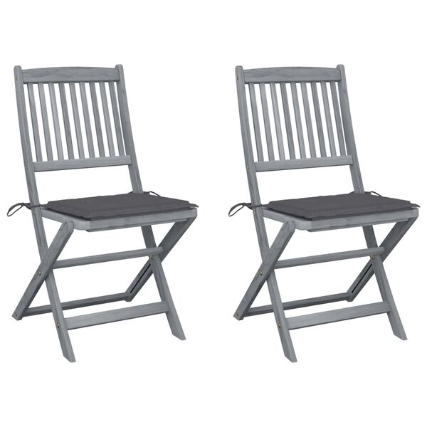 vidaXL Outdoor Chair Set of 2 Grey, Anthracite Solid Acacia wood