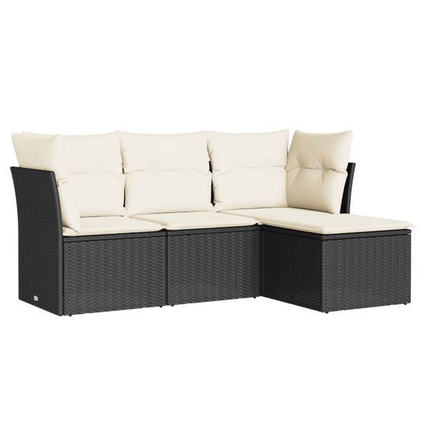 vidaXL Garden Sofa Set Black, Cream White