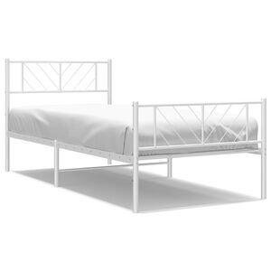 vidaXL Metal Bed Frame White Steel 35.4x78.7 in Metal Bed Frame