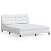 vidaXL Bed Frame with LED without Mattress "Hvar" White 59.8"x79.9"