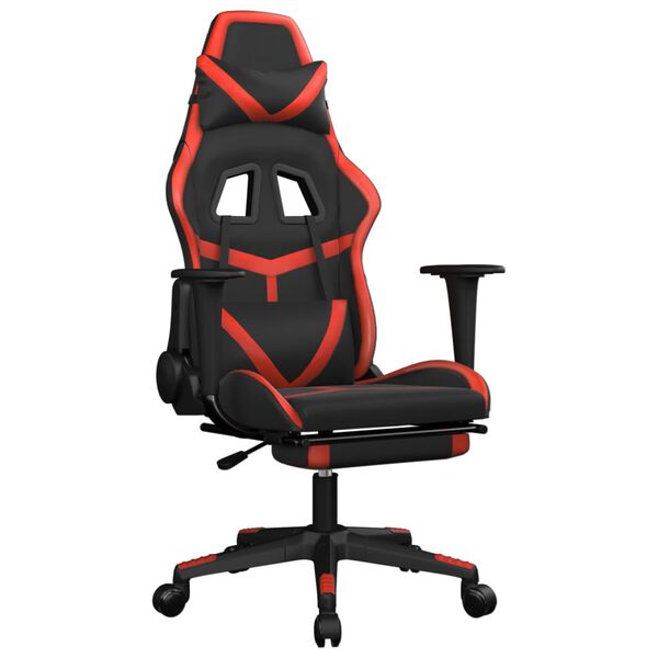 vidaXL Gaming Chair Black and Red Faux Leather, Metal, Plywood, Foam