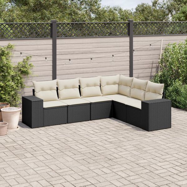 vidaXL Garden Sofa Set Black, Cream white