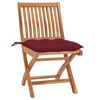 vidaXL Patio Chair Set of 2 Wine Red, Natural Teak Teak wood, Polyester