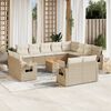 vidaXL Garden Sofa Set Beige PE rattan, powder-coated steel, acacia wood