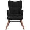vidaXL Rocking Chair With Stool Black Velvet, solid rubber wood, steel