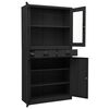 vidaXL Office Cabinet Anthracite Steel and tempered glass Large