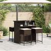 vidaXL Garden Bar Set Brown PE rattan 5 Piece Set Removable Covers