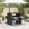 vidaXL Garden Bar Set Black Poly Rattan 5 Piece Set
