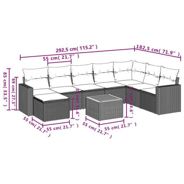vidaXL Garden Sofa Set Black, Cream White