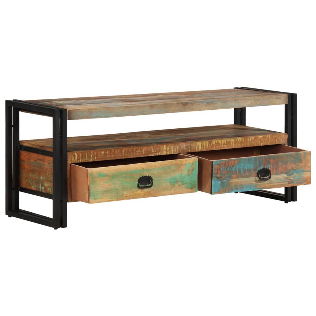 vidaXL TV Cabinet with 3 Drawers Solid Reclaimed Wood Media Console TV Stand 