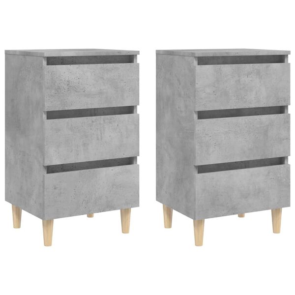 vidaXL Bed Cabinet Set of 2 Concrete Grey