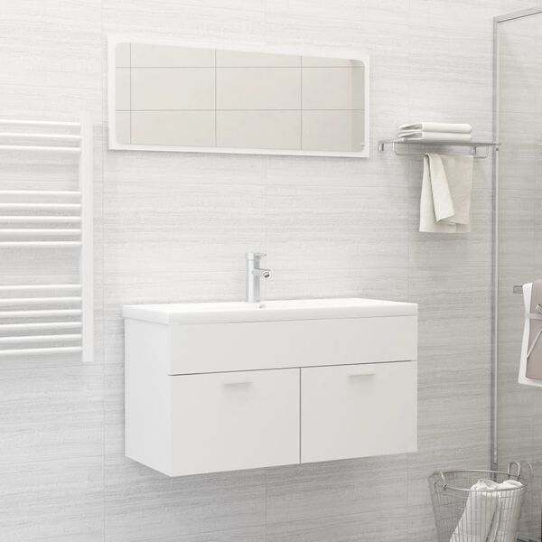 vidaXL Bathroom Furniture Set White Engineered wood, Ceramic Medium