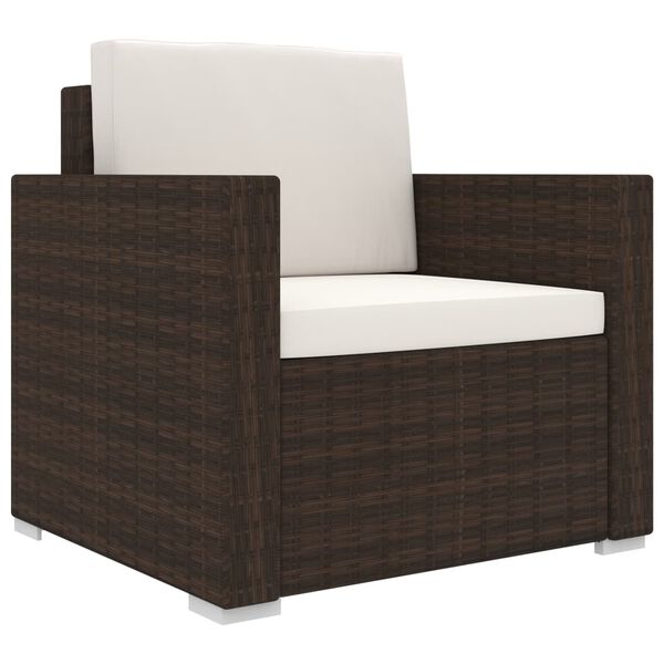 vidaXL 11 Piece Patio Lounge Set with Cushions Poly Rattan Brown