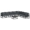 vidaXL Garden Sofa Set with Cushion 9 pcs Black Aluminium