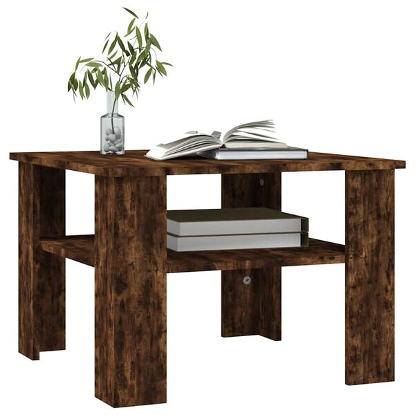 vidaXL Coffee Table Smoked Oak Engineered Wood 23.6x23.6x16.5 in
