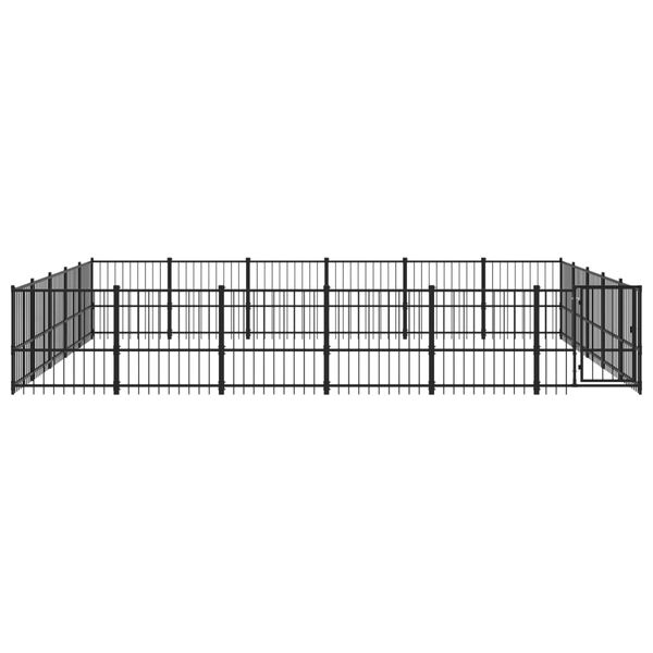 vidaXL Dog Kennel Black Powder-coated steel Large Durable Dog Kennel