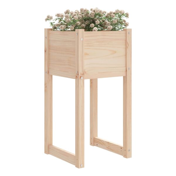 vidaXL Planter Natural Wood Solid Pine Wood Medium Decorative Inlays
