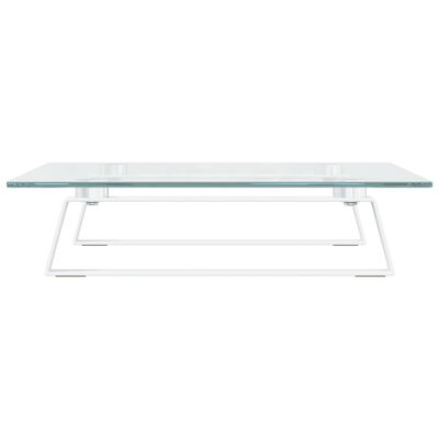 vidaXL Monitor Stand White 15.7"x13.8"x3.1" Tempered Glass and Metal