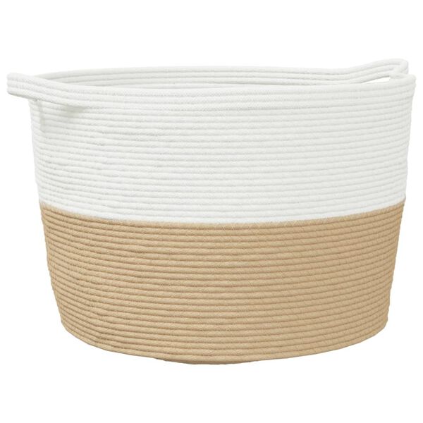 vidaXL Laundry Basket Beige and White &Oslash;23.6x14.2" Cotton