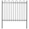 vidaXL Garden Fence with Hoop Top Steel 71.3"x59.1" Black