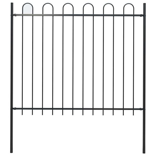 vidaXL Garden Fence with Hoop Top Steel 71.3"x59.1" Black