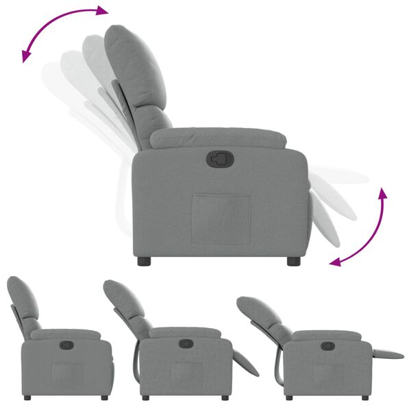 vidaXL Recliner Chair Light Grey Fabric (100% polyester), metal, plywood