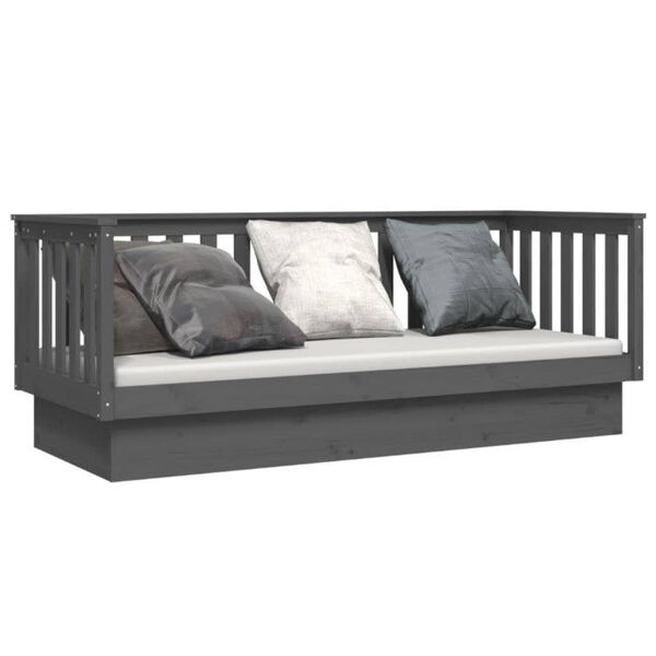 vidaXL Day Bed Gray Solid pine wood Twin