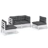 vidaXL Garden Lounge Set White Solid pinewood, fabric (100% polyester)