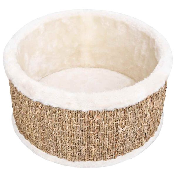 vidaXL Cat Basket Beige Flakeboard, plush, seagrass 14.2 in diameter