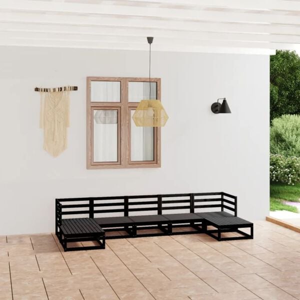 vidaXL Garden Lounge Set Black Solid Pine Wood Standard Modular