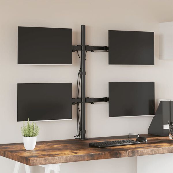 vidaXL Monitor Mount Black Steel VESA 75/3.94 "