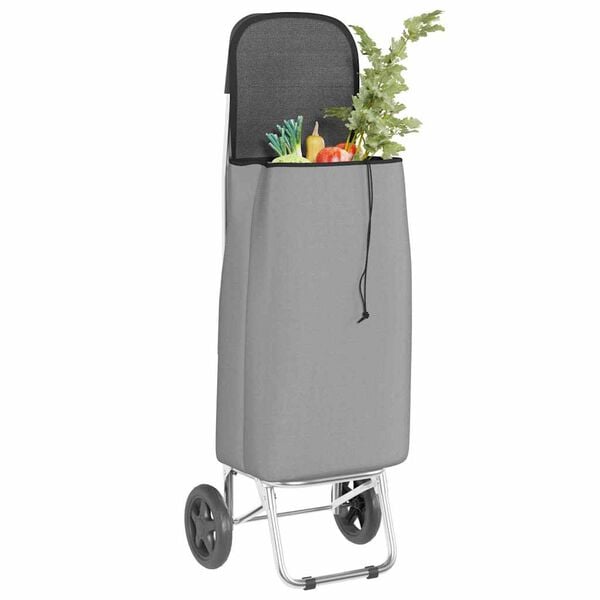 vidaXL Shopping Trolley Grey 13.78 x 11.02 x 36.22 in Oxford fabric