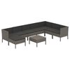 vidaXL Garden Lounge Set Grey PE rattan, powder-coated steel, polyester