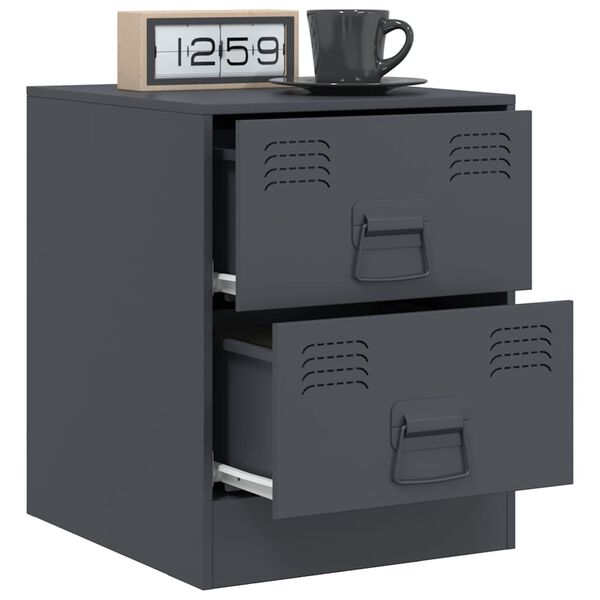 vidaXL Bedside Cabinet Set of 2 Anthracite Steel 13.6 x 15.4 x 17.3 in