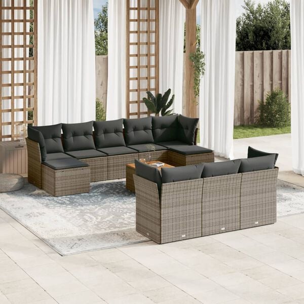vidaXL Garden Sofa Set Grey, Brown