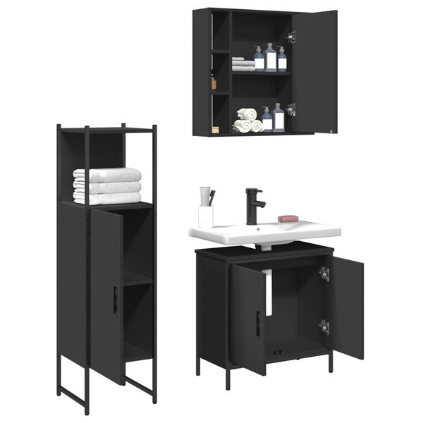 vidaXL Bathroom Cabinet Set Black