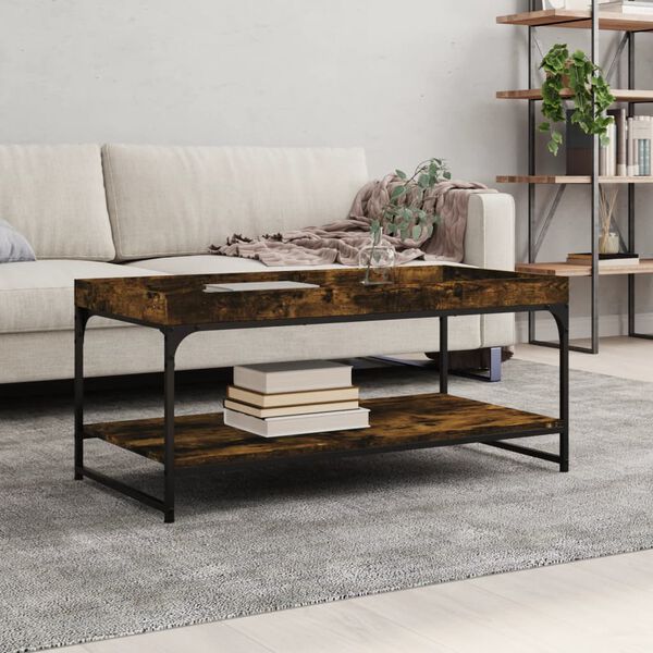 vidaXL Coffee Table Smoked Oak Engineered wood, Iron Medium Coffee Table