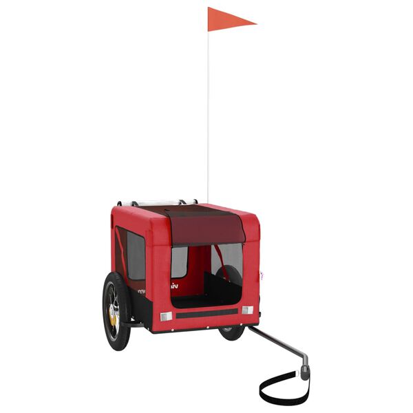 vidaXL Pet Bike Trailer Red and Black Oxford Fabric, Iron, PVC Small