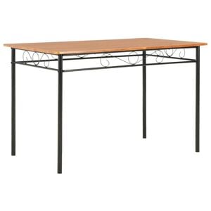 vidaXL Dining Table Brown and black MDF top and steel frame Sturdy