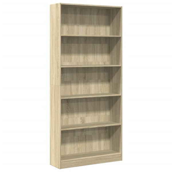 vidaXL Bookcase Sonoma Oak Engineered Wood Tall Bookcase Rectangular