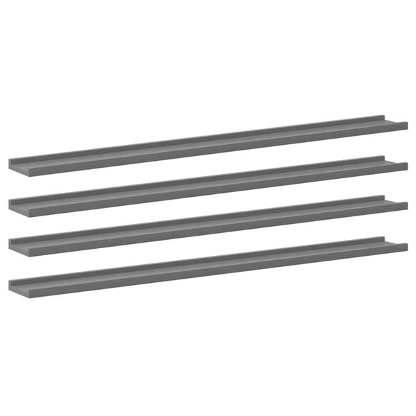 vidaXL Wall Shelf Set of 4 Grey MDF Medium Wall Mounting