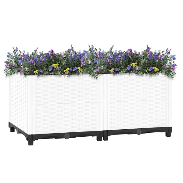 vidaXL Raised Bed White Polypropylene Medium Sturdy Raised Bed